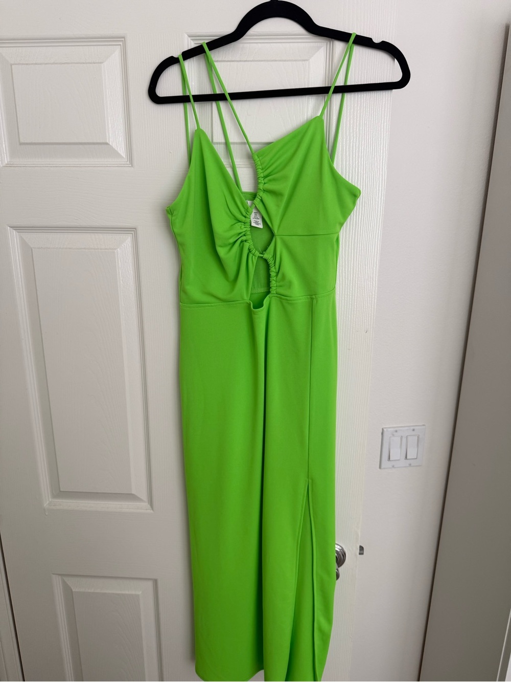 Lime green midi dress with cute cut-outs